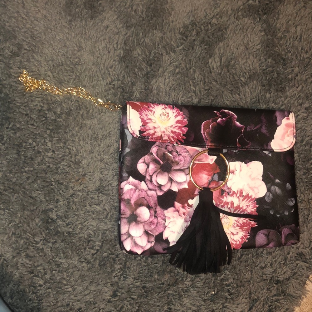 Black floral clutch/handbag